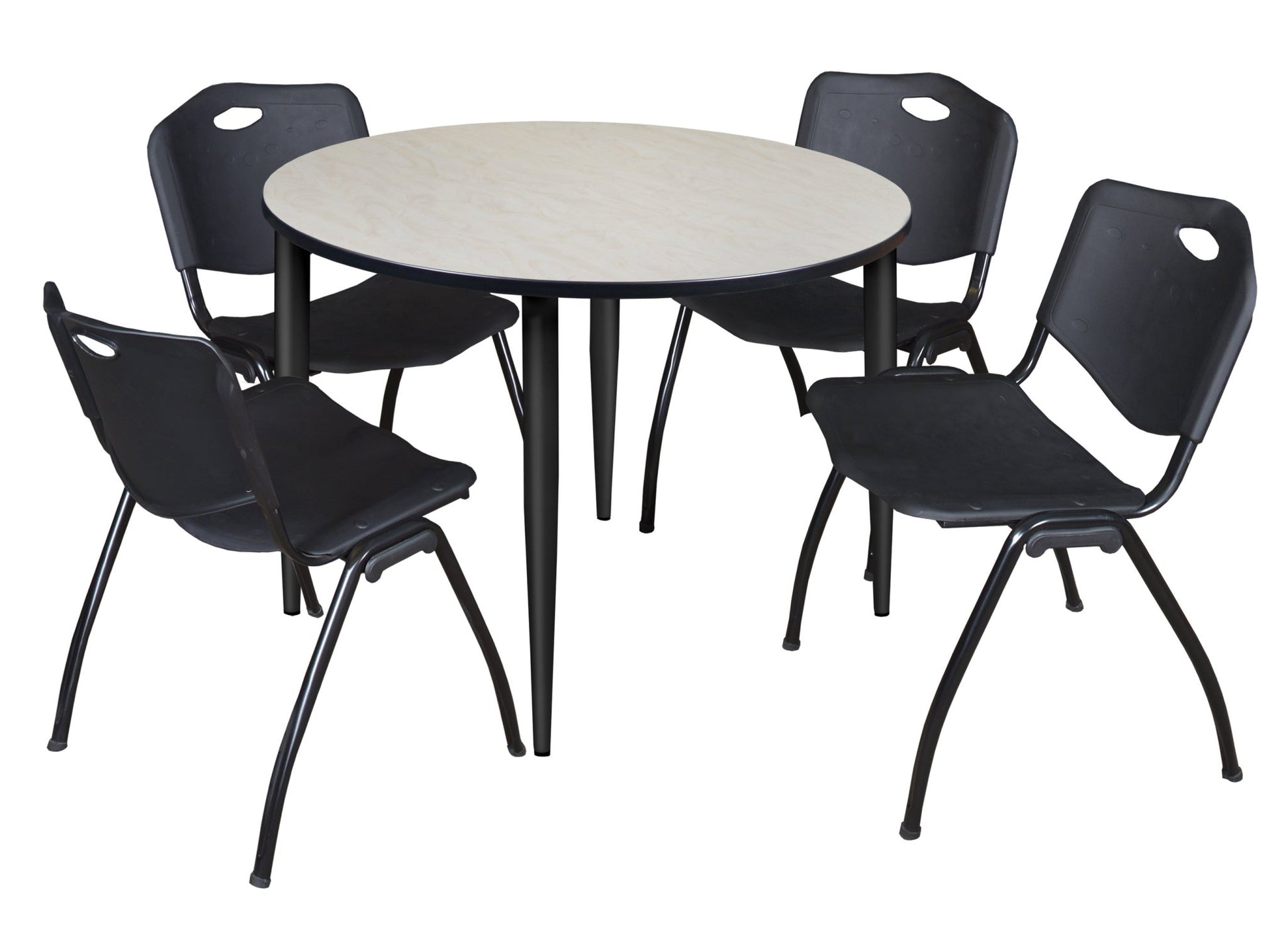 Regency Kahlo 48 in. Round Breakroom Table & 4 M Stack Chairs - SchoolOutlet