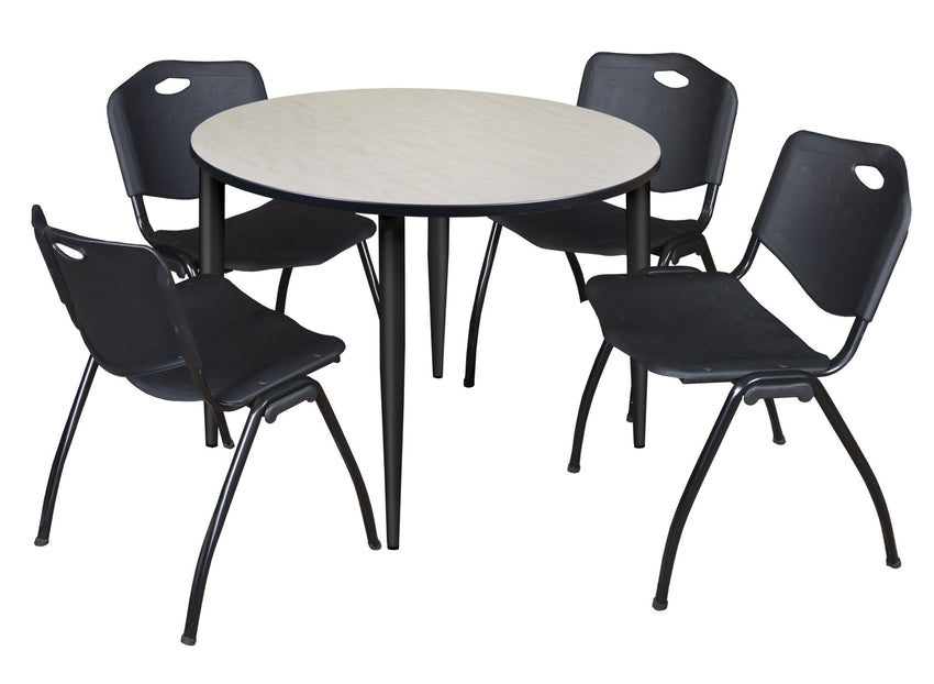 Regency Kahlo 48 in. Round Breakroom Table & 4 M Stack Chairs - SchoolOutlet