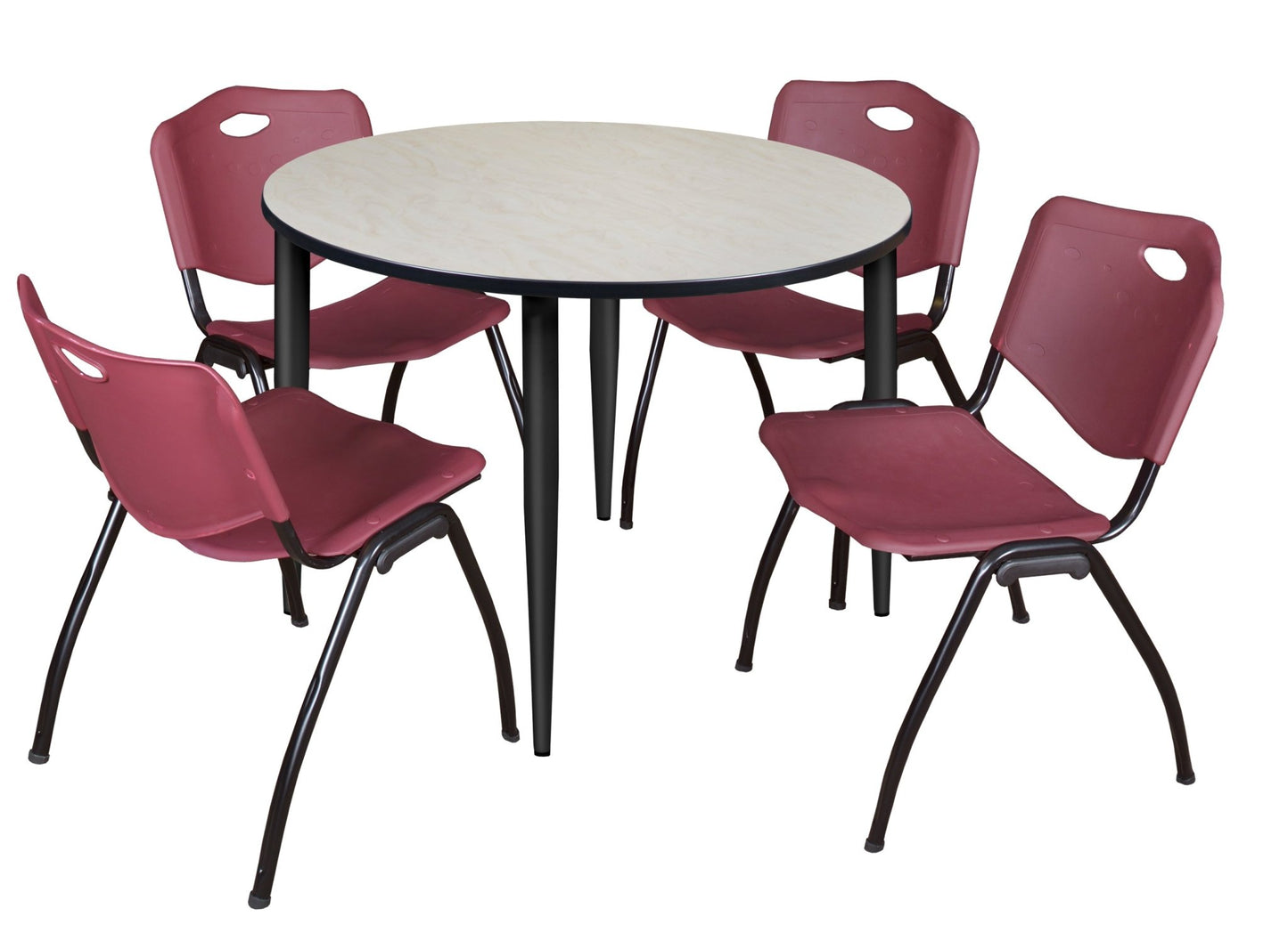Regency Kahlo 48 in. Round Breakroom Table & 4 M Stack Chairs - SchoolOutlet