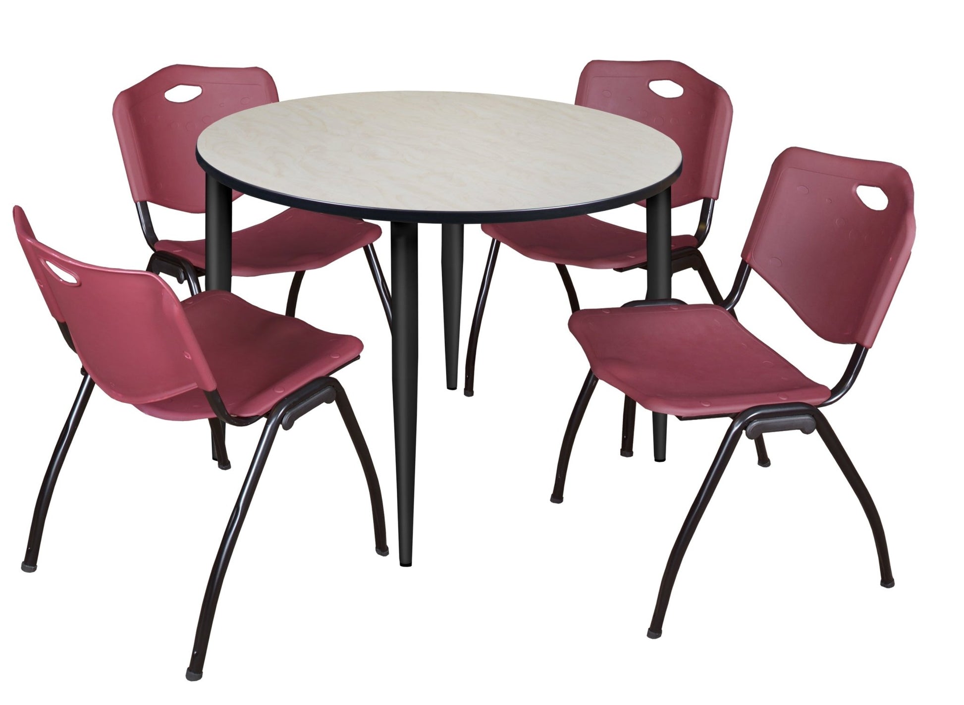 Regency Kahlo 48 in. Round Breakroom Table & 4 M Stack Chairs - SchoolOutlet