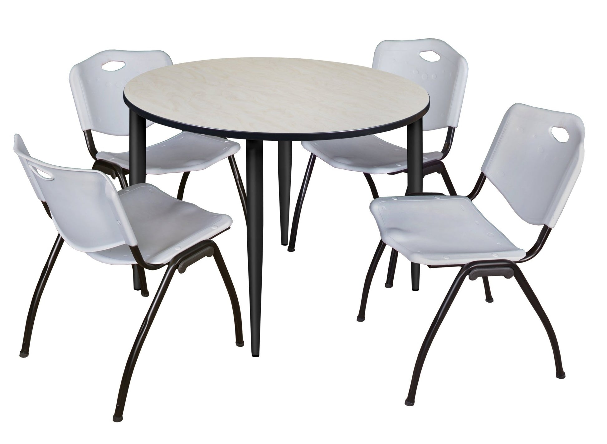 Regency Kahlo 48 in. Round Breakroom Table & 4 M Stack Chairs - SchoolOutlet