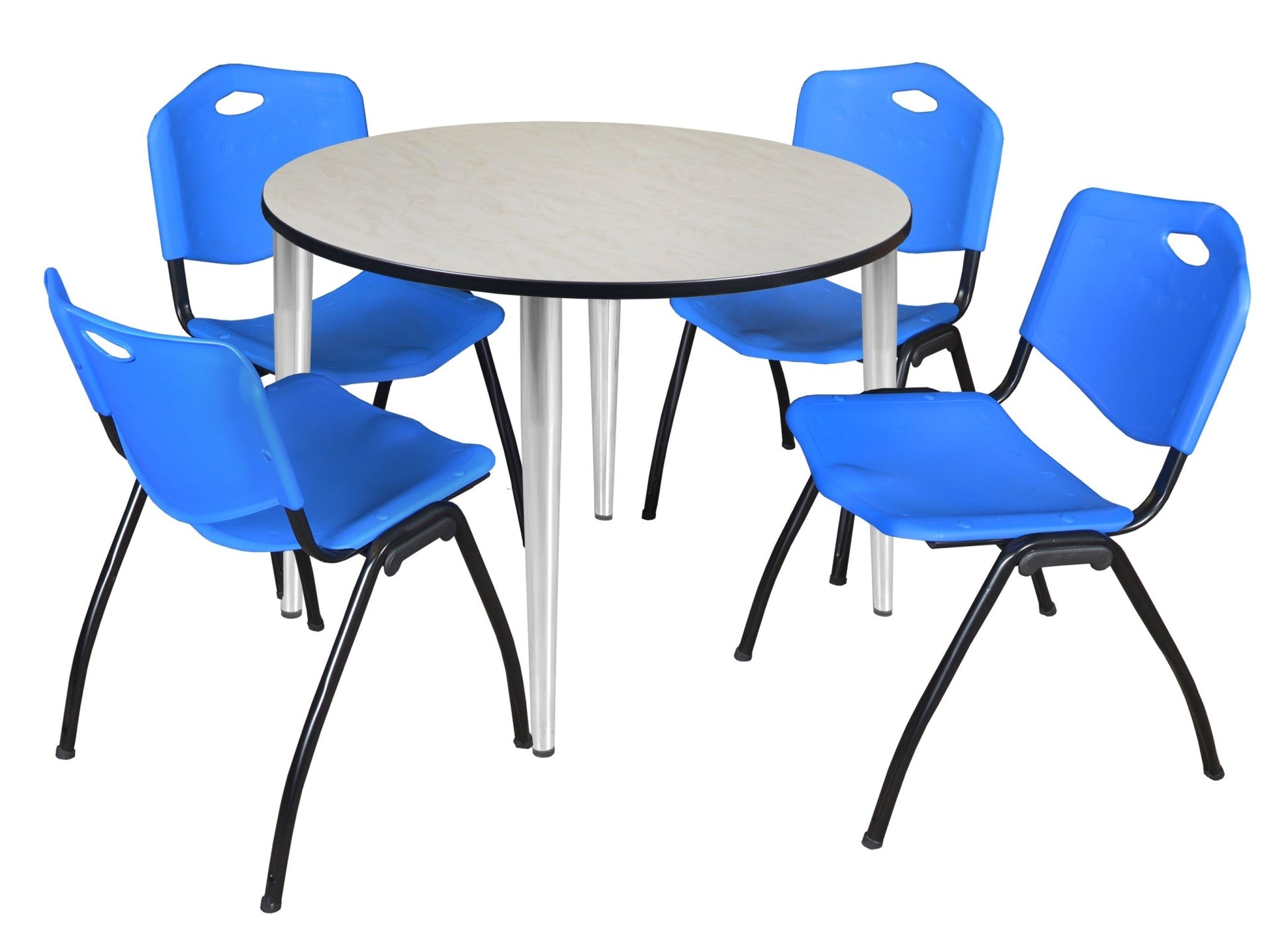Regency Kahlo 48 in. Round Breakroom Table & 4 M Stack Chairs - SchoolOutlet