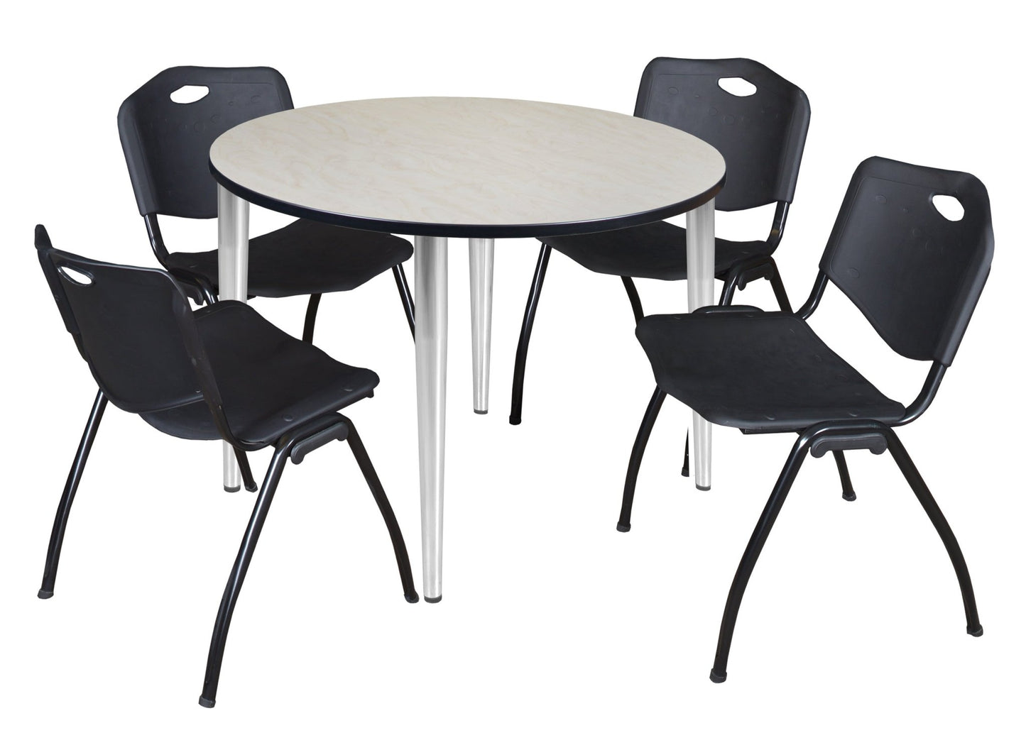 Regency Kahlo 48 in. Round Breakroom Table & 4 M Stack Chairs - SchoolOutlet