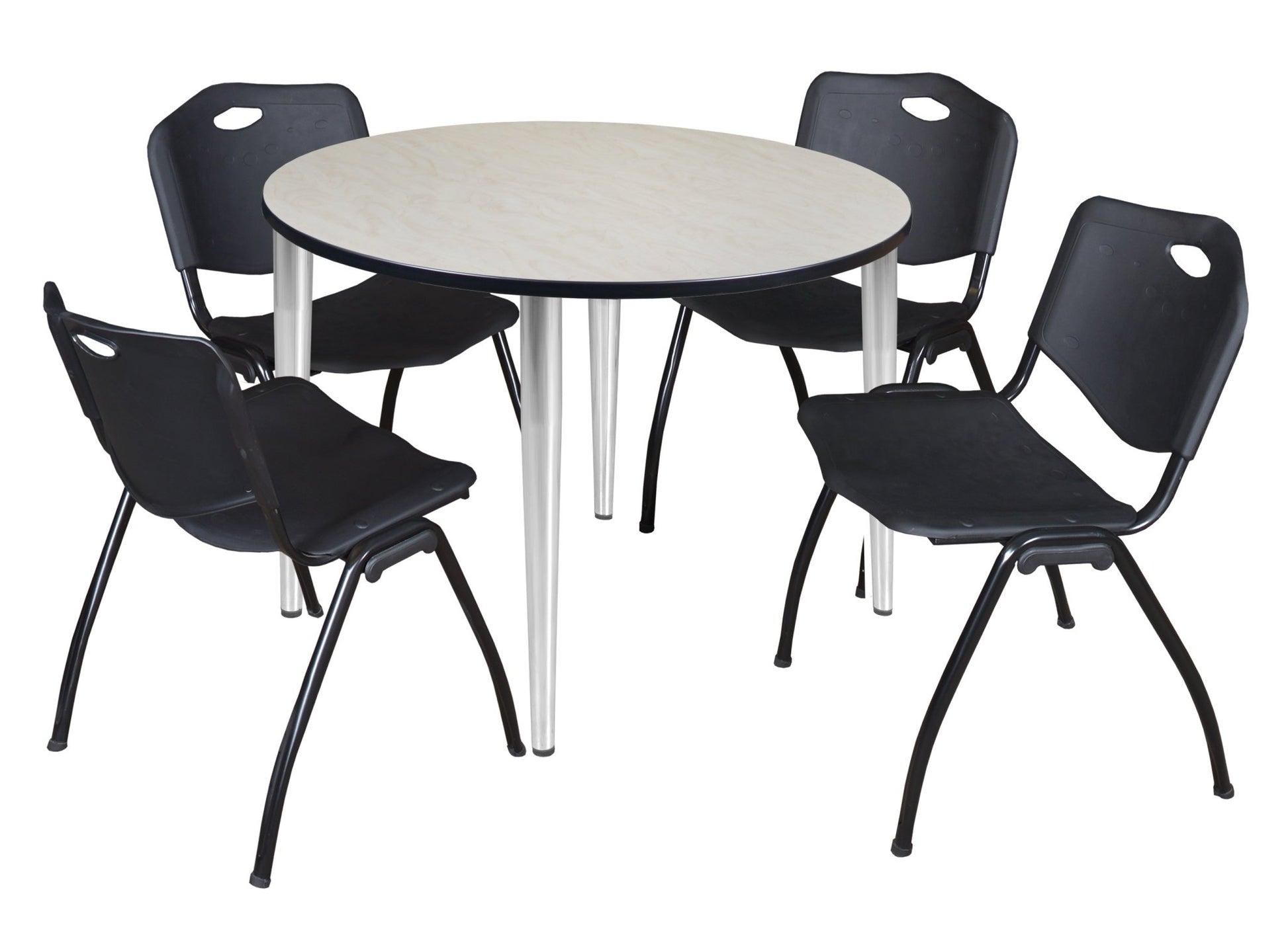 Regency Kahlo 48 in. Round Breakroom Table & 4 M Stack Chairs - SchoolOutlet