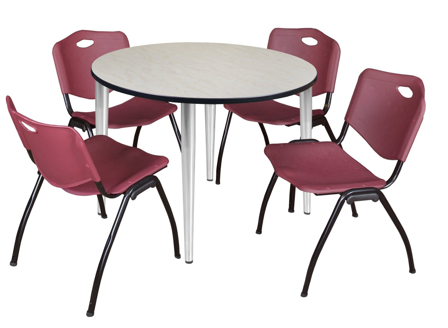 Regency Kahlo 48 in. Round Breakroom Table & 4 M Stack Chairs - SchoolOutlet