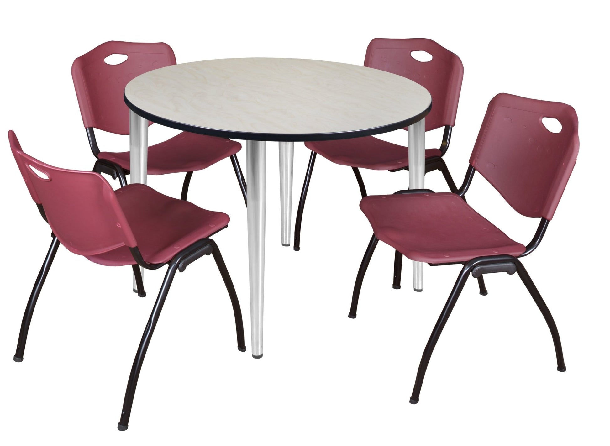 Regency Kahlo 48 in. Round Breakroom Table & 4 M Stack Chairs - SchoolOutlet