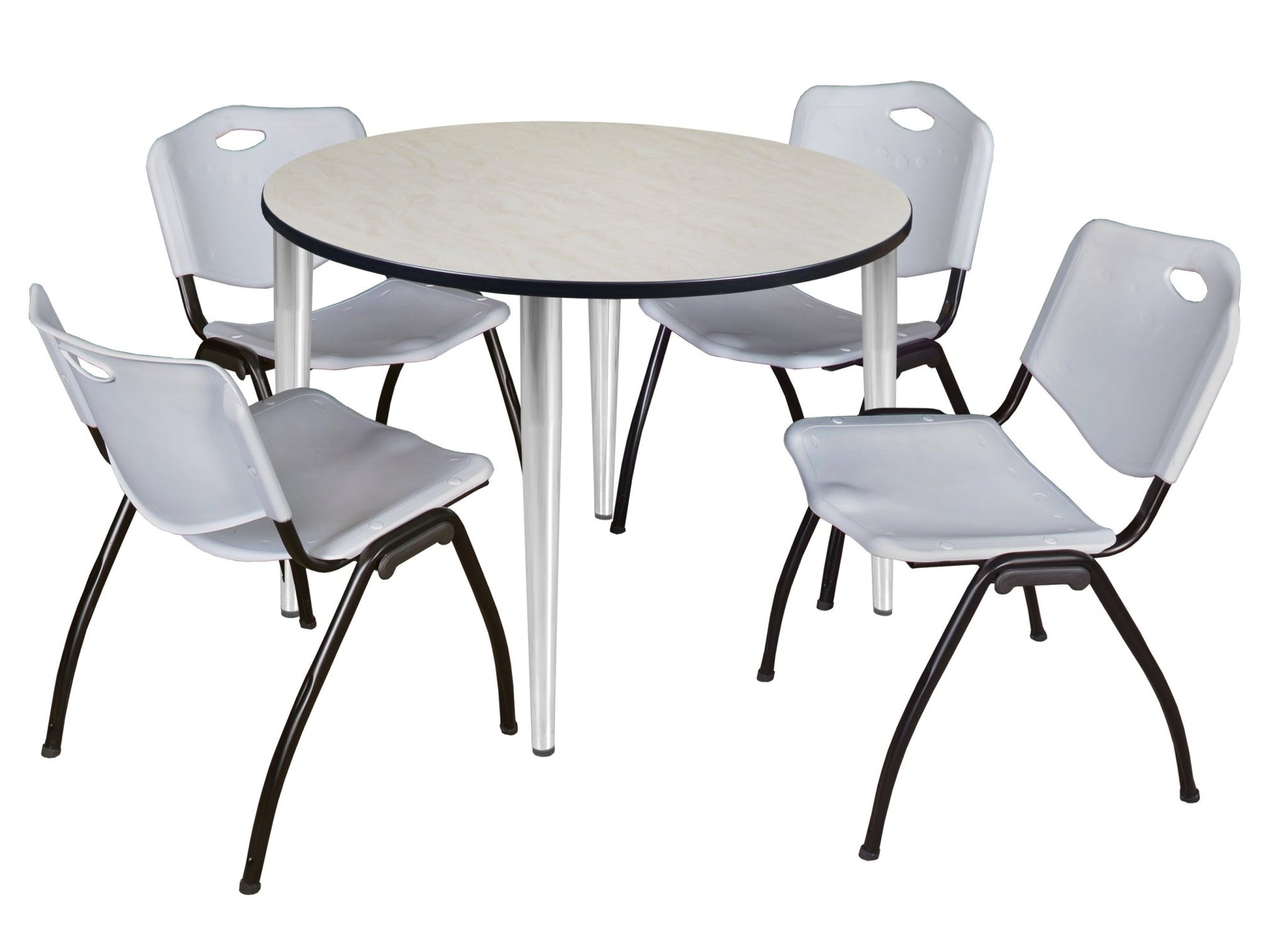Regency Kahlo 48 in. Round Breakroom Table & 4 M Stack Chairs - SchoolOutlet