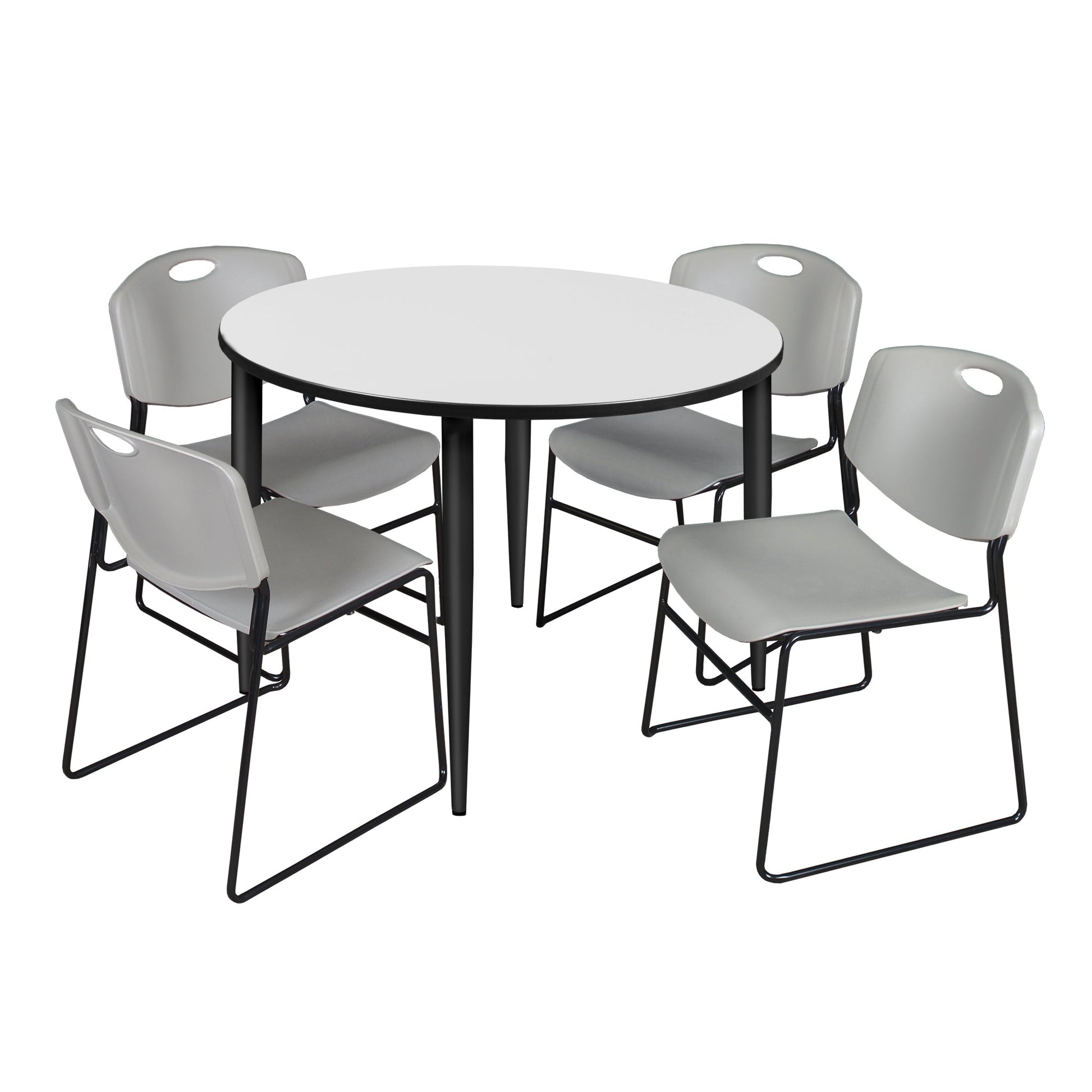 Regency Kahlo 48 in. Round Breakroom Table & 4 Zeng Stack Chairs - SchoolOutlet