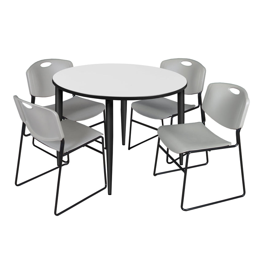 Regency Kahlo 48 in. Round Breakroom Table & 4 Zeng Stack Chairs - SchoolOutlet