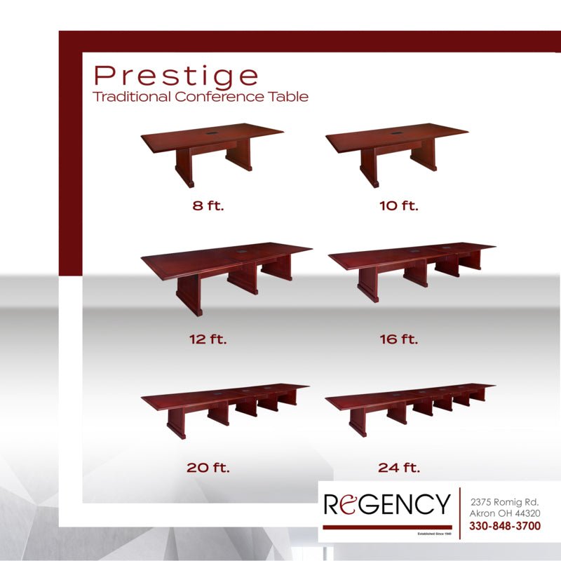 Regency Prestige Professional Conference Table with Connectivity 120"W x 48"D x 29"H (REG - TVCTRC12048) - SchoolOutlet