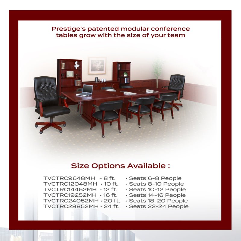 Regency Prestige Traditional Modular Conference Table with Connectivity 144"W x 52"D x 29"H (REG - TVCTRC14452) - SchoolOutlet