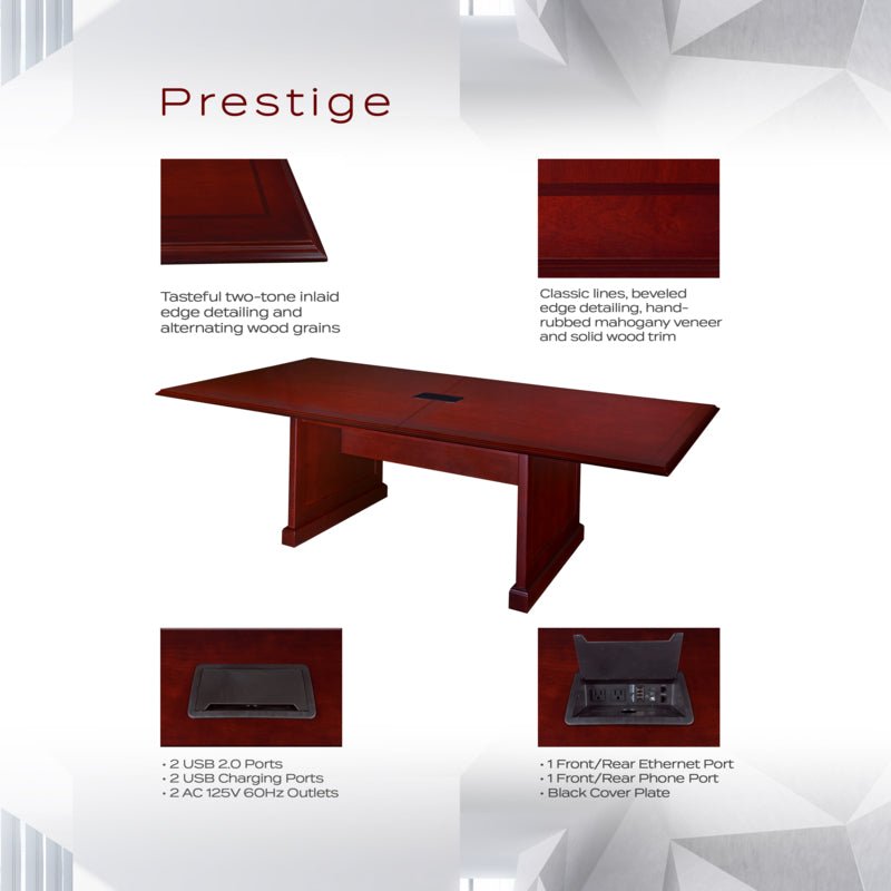 Regency Prestige Traditional Modular Conference Table with Connectivity 144"W x 52"D x 29"H (REG - TVCTRC14452) - SchoolOutlet