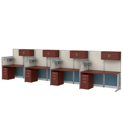 Regency Instant Office 4 Person In-Line Cubicle Panel Workstation with Storage 257"W x 33"D x 63"H (REG-WC36X92-03STGK-4P)
