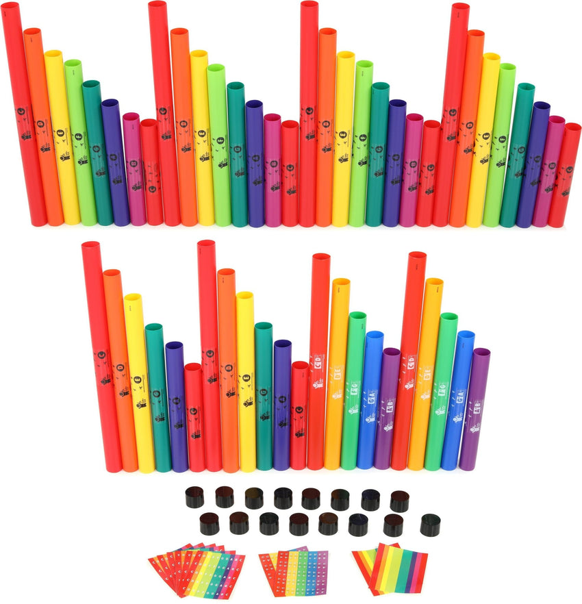 Rhythm Band Instruments Boomwhackers Deluxe Musical Percussion 54 Tube Classroom Pack 14"W x 14"L x 26"D (RBI - BW54TB) - SchoolOutlet