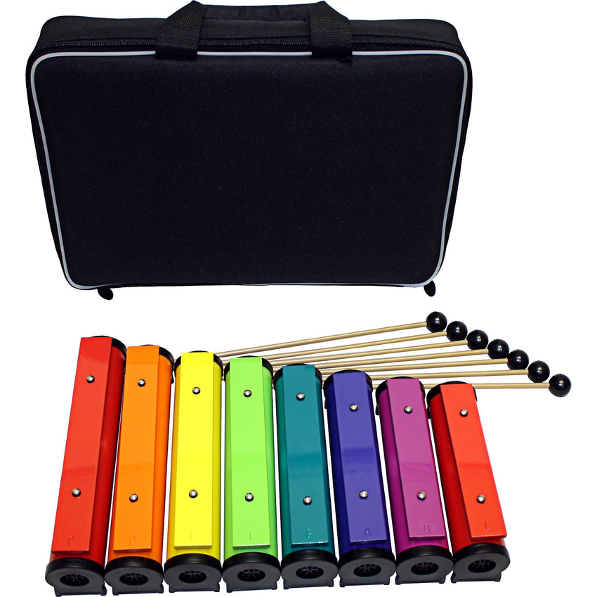 Rhythm Band Instruments Chroma Notes Diatonic Musical Resonator Bell 8 Note Set 13"W x 17"L x 4"D (RBI - CN2125) - SchoolOutlet