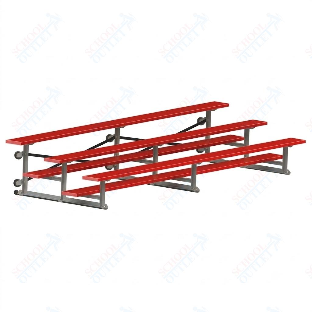 Jaypro Sports Bleacher - 3 Row - Tip & Roll, Single Foot Plank, Powder Coated - 15' L (BLCH-3TRGPC)