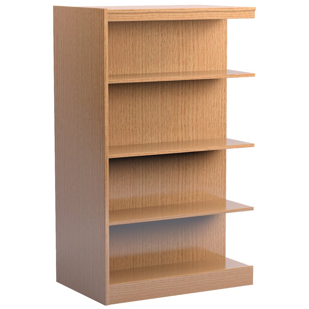 Russwood Library Furniture Stately Series Double Face Shelving - 60"H Adder Veneer Top - 60"H x 36"W x 24"D (2SA - 6024) - SchoolOutlet