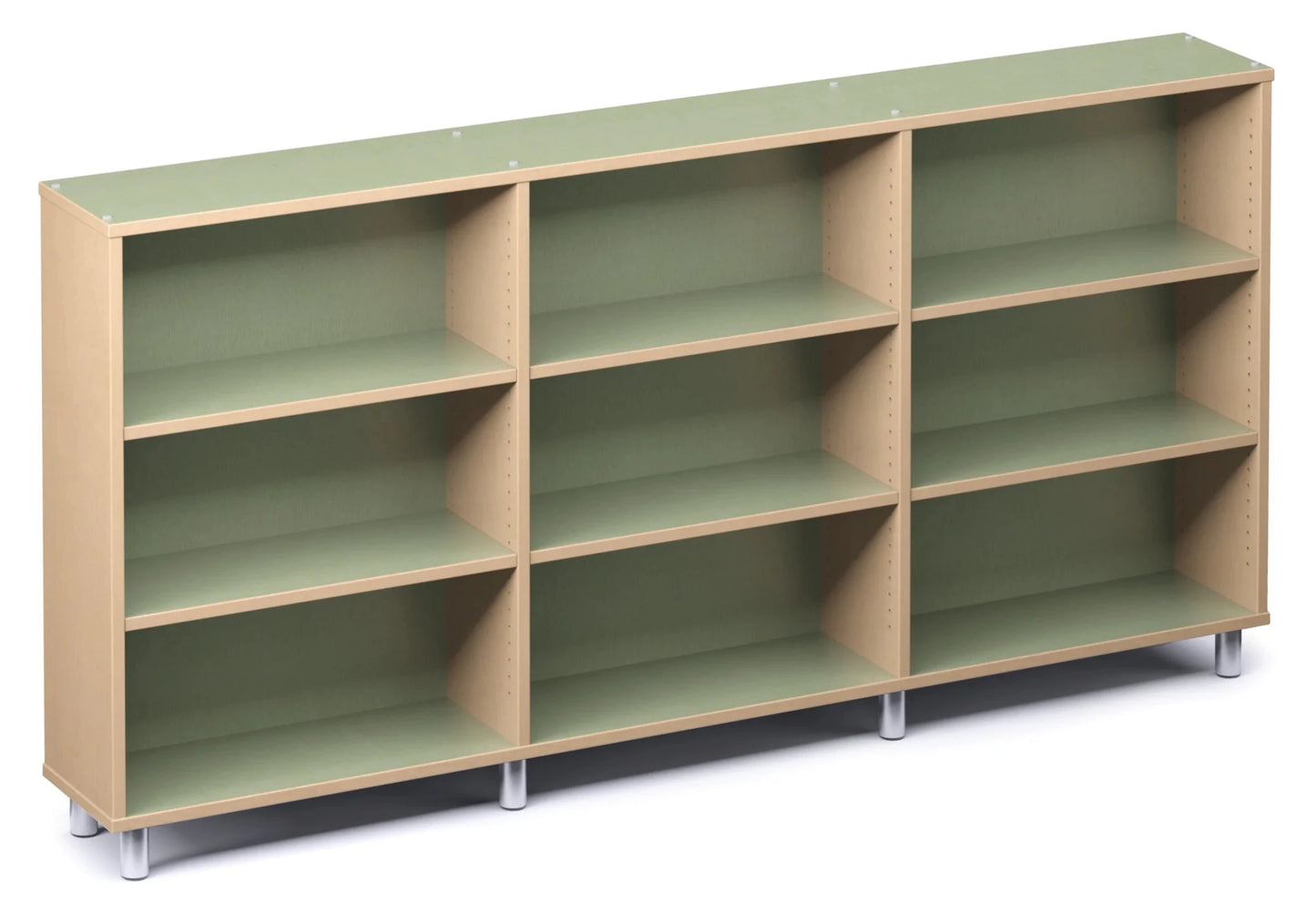 Russwood Library Furniture Envision Series Bay Shelving - 42"H Single Sided - 3 Bay - Palette style shelving (PT - 1S - 42 - 3B) - SchoolOutlet