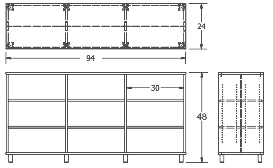 Russwood Library Furniture Envision Series Bay Shelving - 48"H Double Sided - 3 Bay - Palette style shelving (PT - 2S - 48 - 3B) - SchoolOutlet