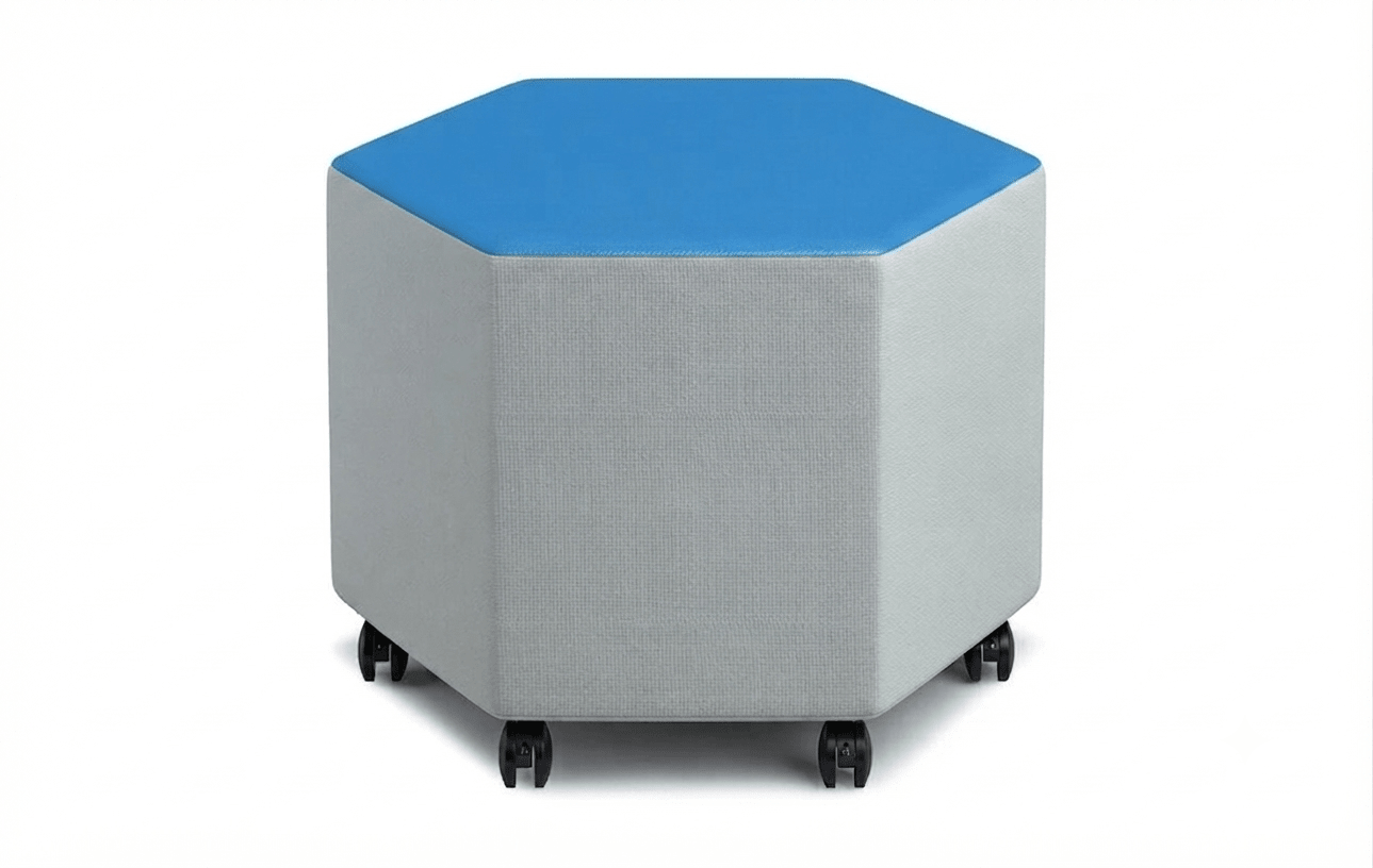 Russwood Library Furniture - Rollit Hexagon soft seat - 18"H (RUS-RL-HX18-G1) - SchoolOutlet