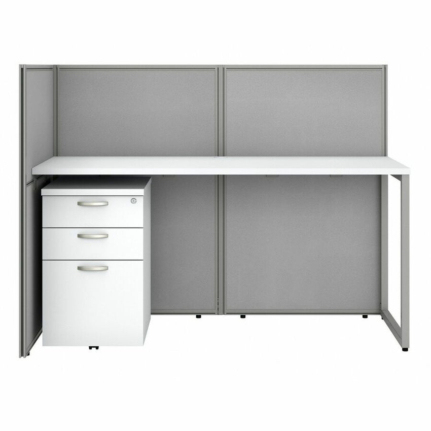 Bush Furniture 60"W 2 - Person Straight Desk Open Office with 3 - Drawer Storage and 45"H Panels (EOD460SMR03X) - SchoolOutlet