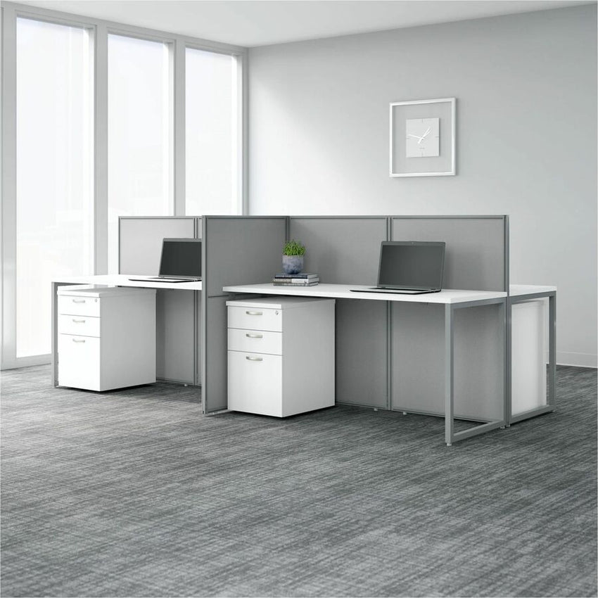 Bush Furniture 60"W 2 - Person Straight Desk Open Office with 3 - Drawer Storage and 45"H Panels (EOD460SMR03X) - SchoolOutlet