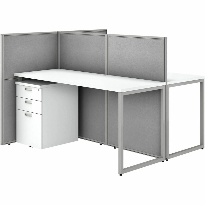 Bush Furniture 60"W 2 - Person Straight Desk Open Office with 3 - Drawer Storage and 45"H Panels (EOD460SMR03X) - SchoolOutlet
