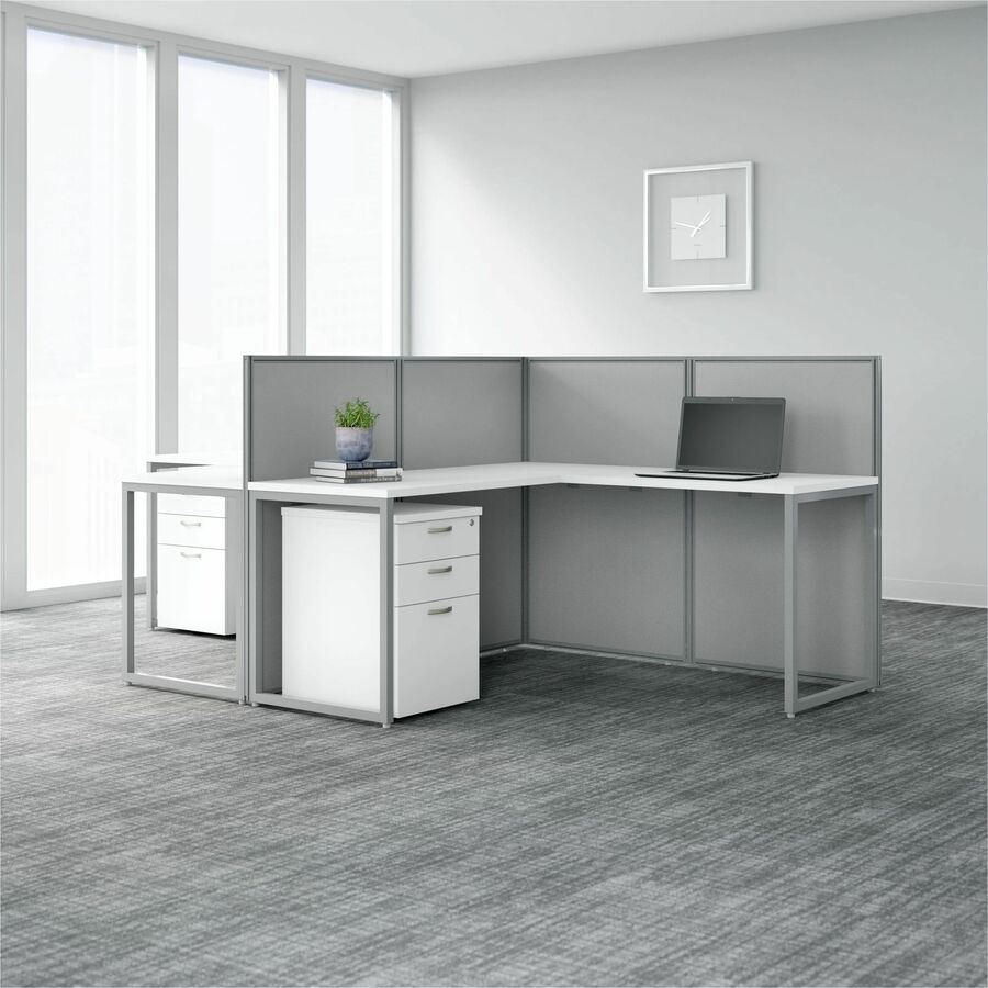 Bush Furniture 60"W 2 - Person L - Shaped Desk Open Office with 3 - Drawer Storage and 45"H Panels (EOD560SMR03X) - SchoolOutlet