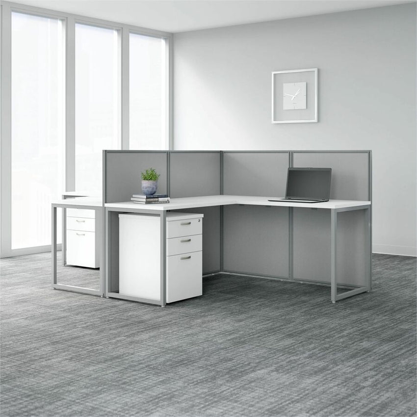 Bush Furniture 60"W 2 - Person L - Shaped Desk Open Office with 3 - Drawer Storage and 45"H Panels (EOD560SMR03X) - SchoolOutlet