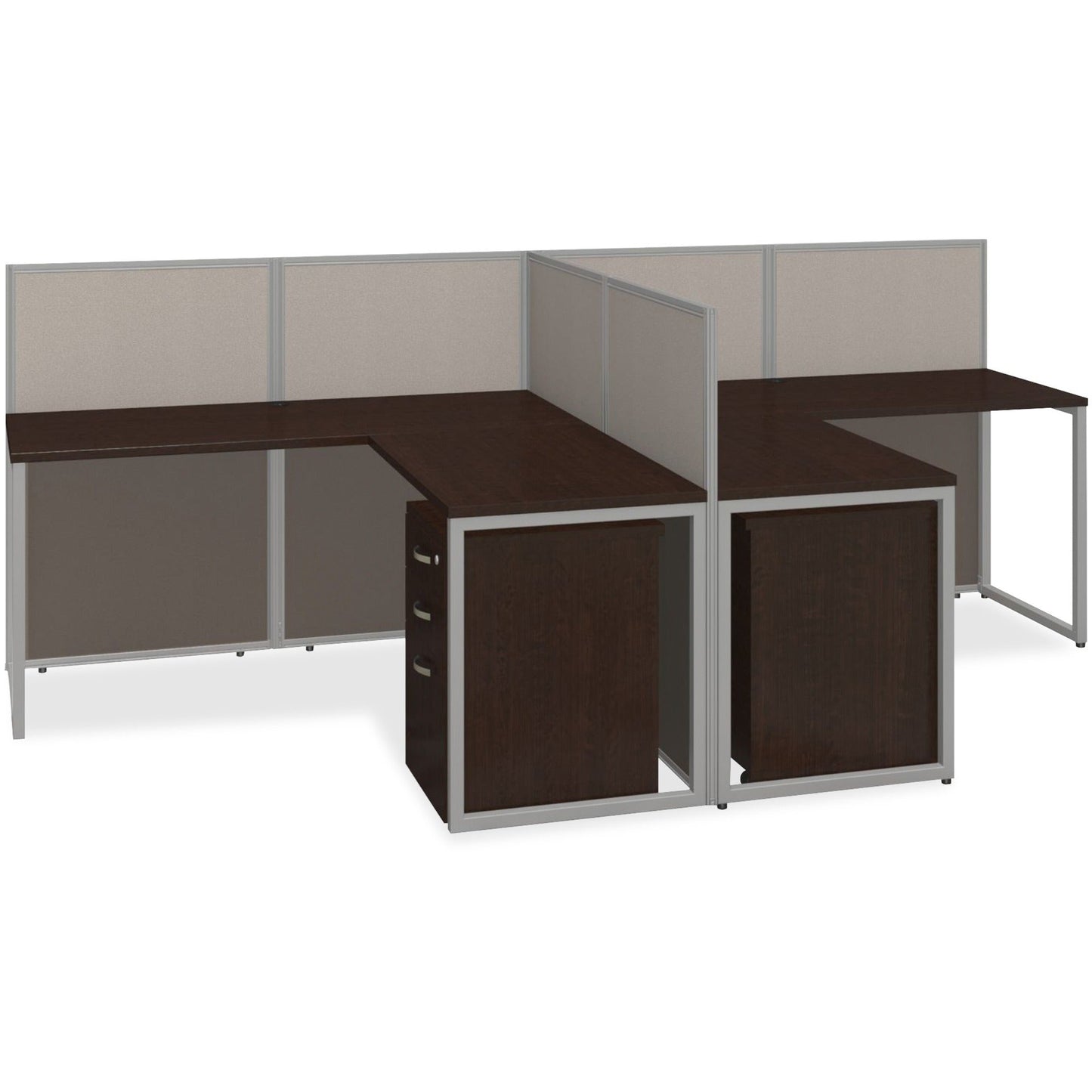 Bush Furniture 60"W 2 - Person L - Shaped Desk Open Office with 3 - Drawer Storage and 45"H Panels (EOD560SMR03X) - SchoolOutlet