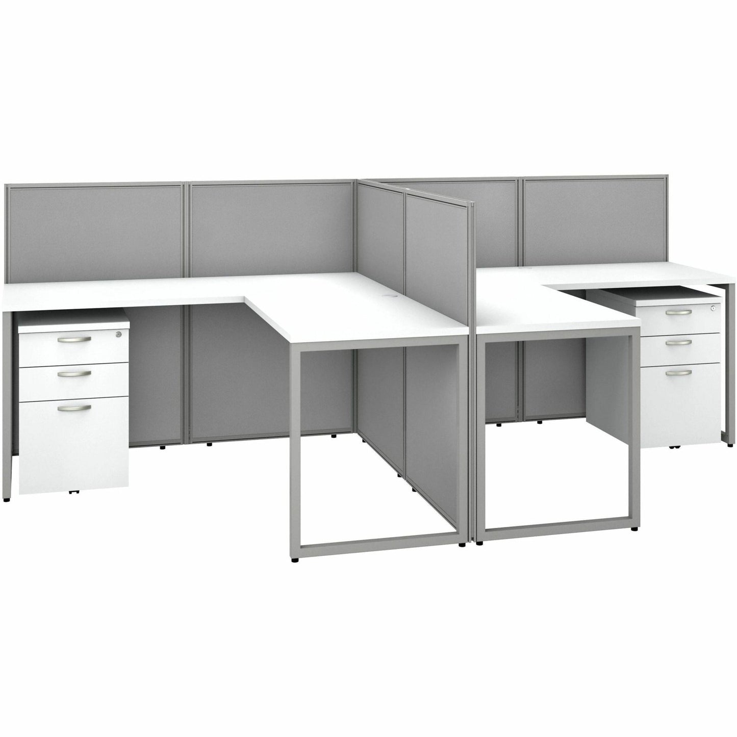 Bush Furniture 60"W 2 - Person L - Shaped Desk Open Office with 3 - Drawer Storage and 45"H Panels (EOD560SMR03X) - SchoolOutlet