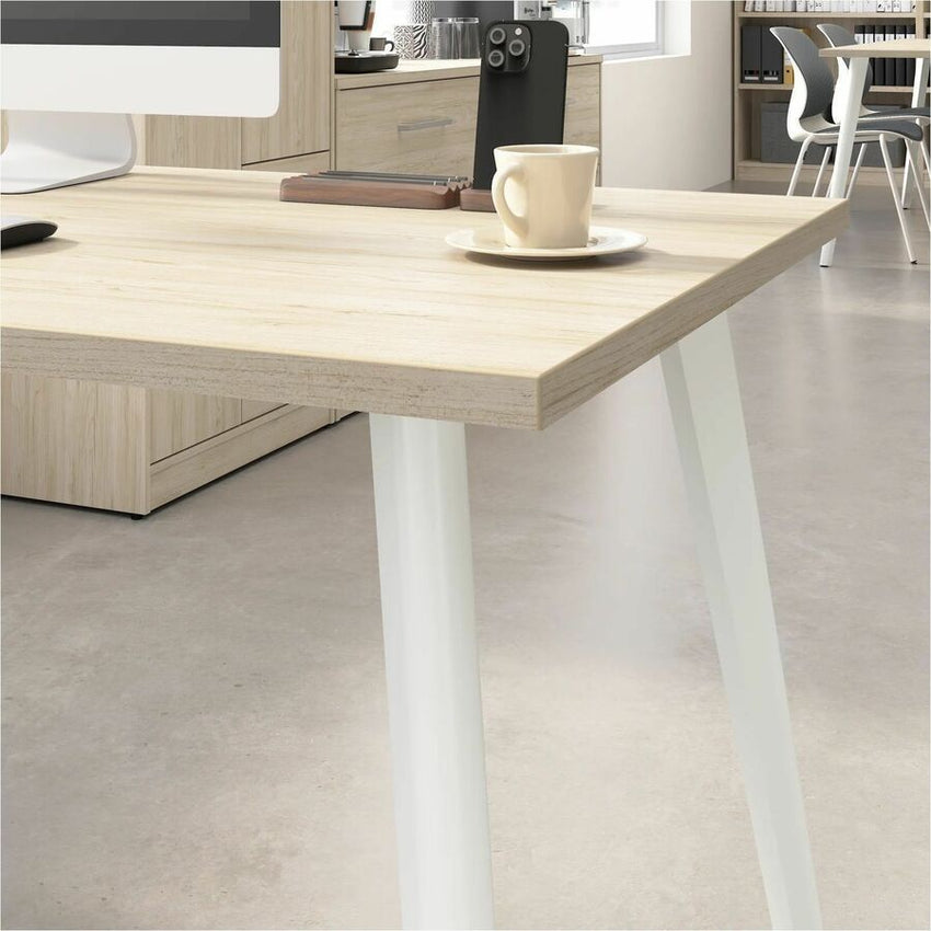 Bush Furniture Vista 60"W L - Shaped Desk with Splayed Metal Legs and Low Storage Cabinet (VST006X) - SchoolOutlet