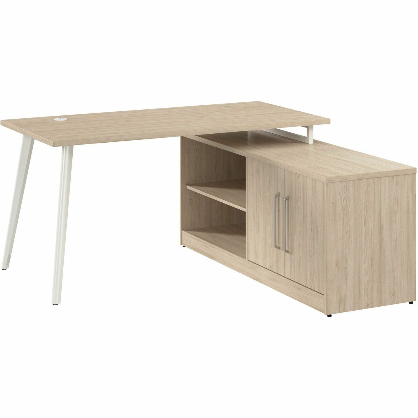 Bush Furniture Vista 60"W L - Shaped Desk with Splayed Metal Legs and Low Storage Cabinet (VST006X) - SchoolOutlet
