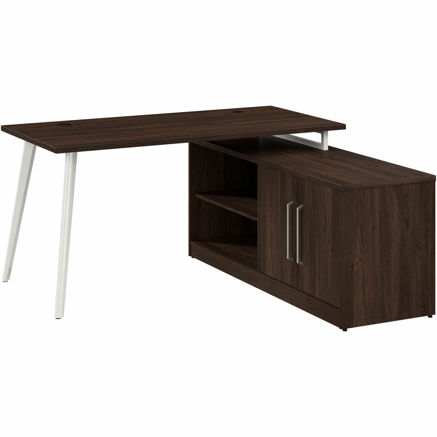 Bush Furniture Vista 60"W L - Shaped Desk with Splayed Metal Legs and Low Storage Cabinet (VST006X) - SchoolOutlet