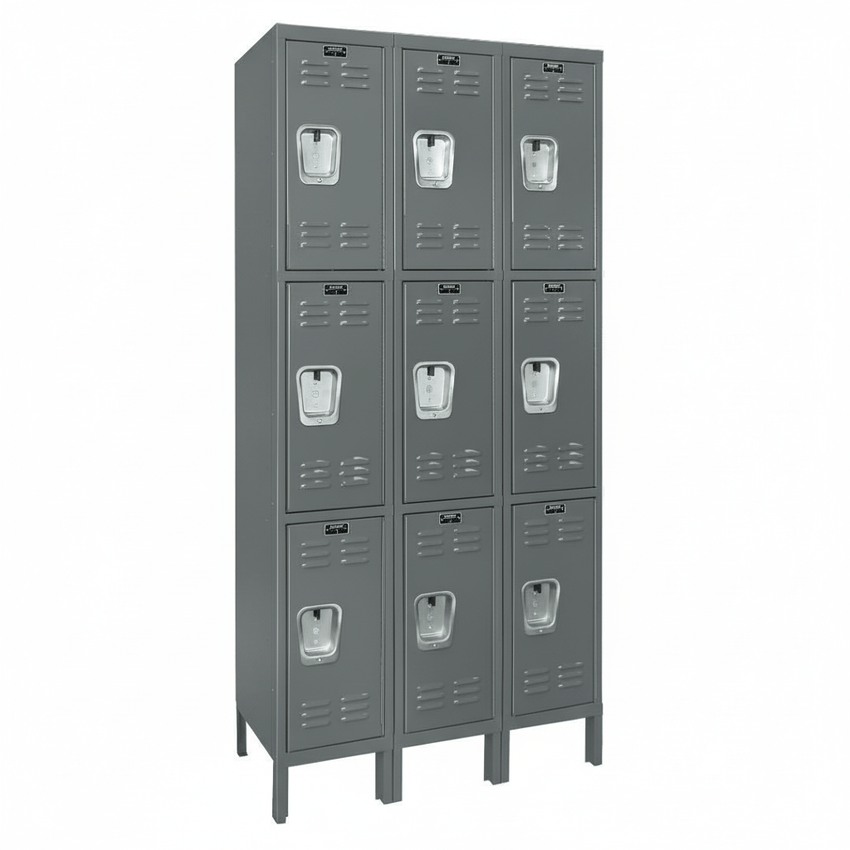 Hallowell Premium Locker: Premium Wardrobe Triple - Tier, 3 - Wide - 36"W x 15"D x 78"H (HAL - U3258 - 3) - SchoolOutlet