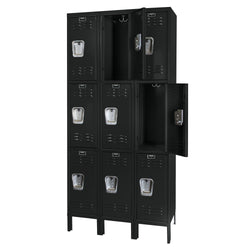 Hallowell Premium Locker: Premium Wardrobe Triple-Tier, 3-Wide - 36"W x 15"D x 78"H (HAL-U3258-3)