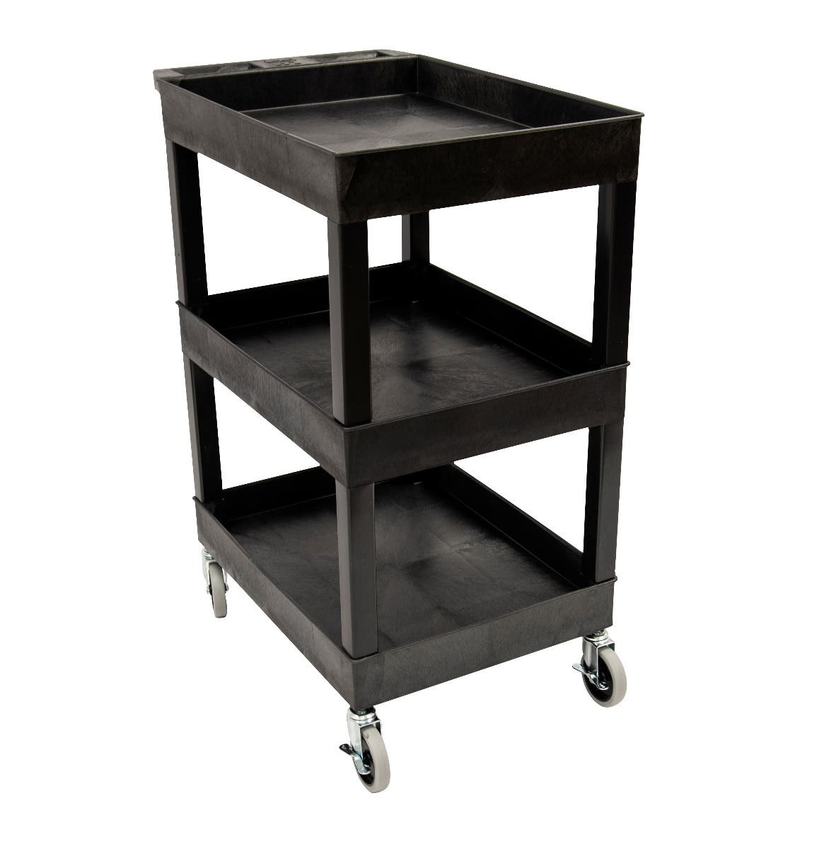 Luxor 24" x 18" Plastic Utility Tub Cart - Three Shelves with Outrigger Utility Cart Bins (Luxor LUX-SEC111-B-OUTRIG)