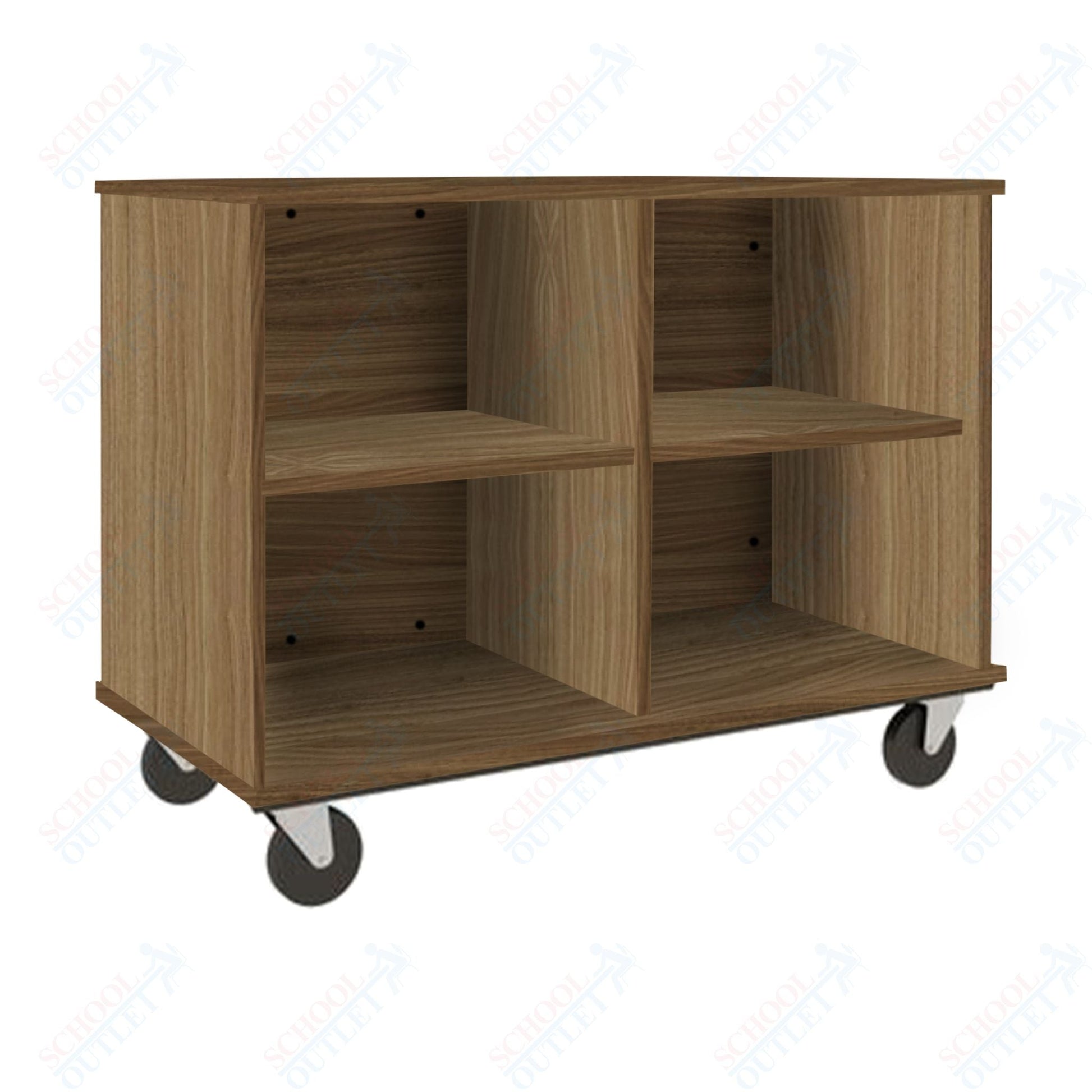 36" Tall Assembled Mobile Four Compartments Open Divided Storage Cabinet (80138 Z36) - SchoolOutlet