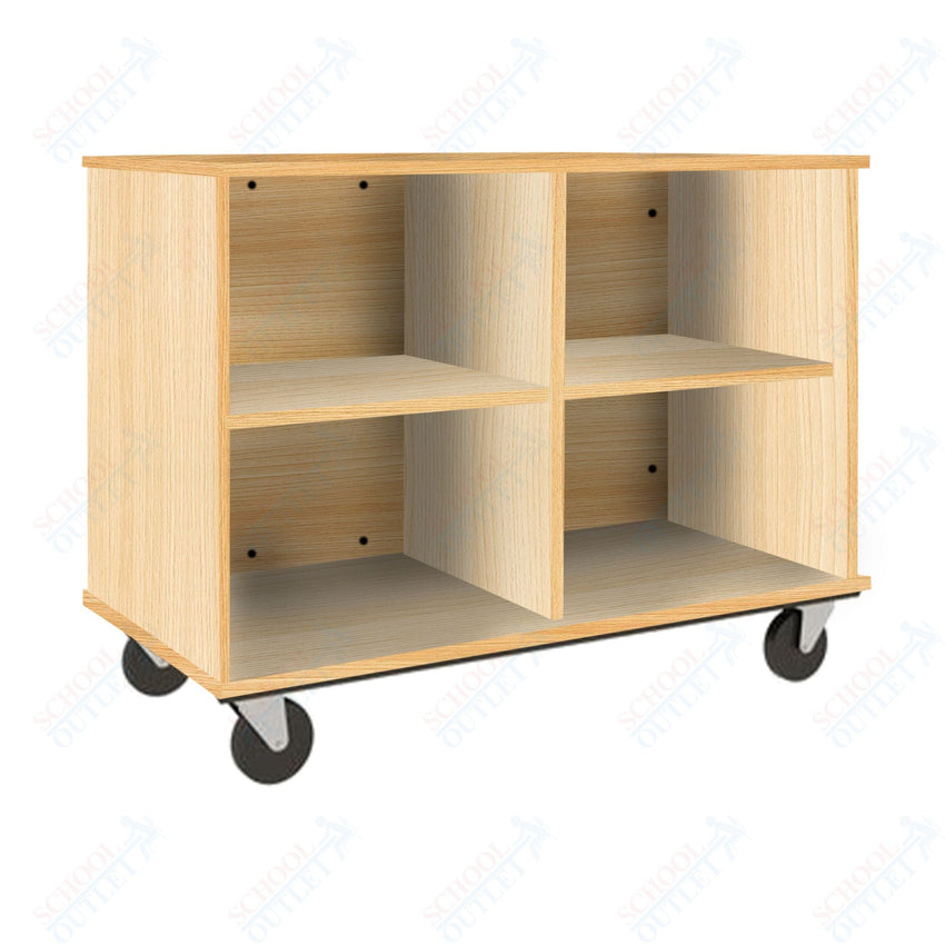 36" Tall Assembled Mobile Four Compartments Open Divided Storage Cabinet (80138 Z36) - SchoolOutlet