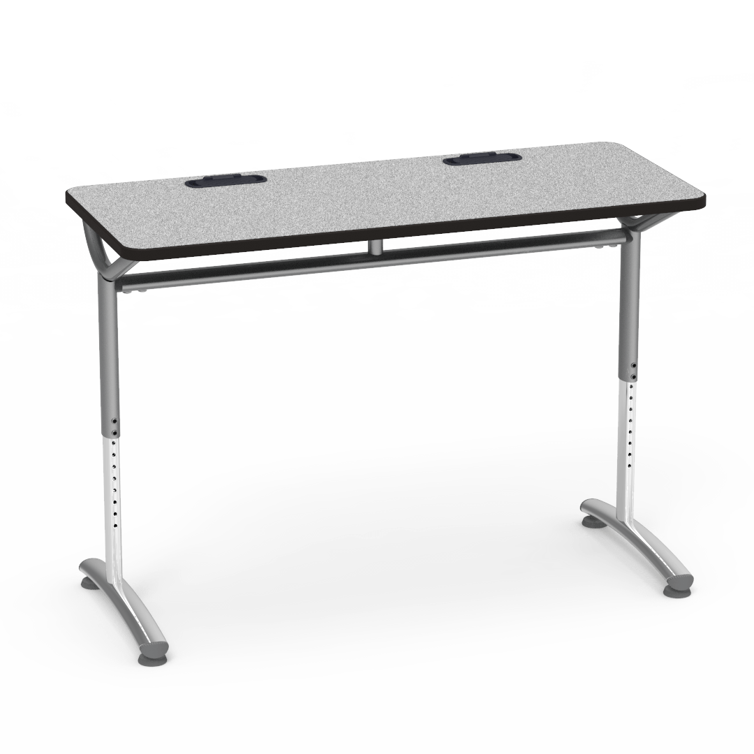 Virco TEXT Series Training Study Computer Desk Table with 2 Grommets 48"W x 20"D x 26"-34"H (TABLE-TE20488YADJGR2)