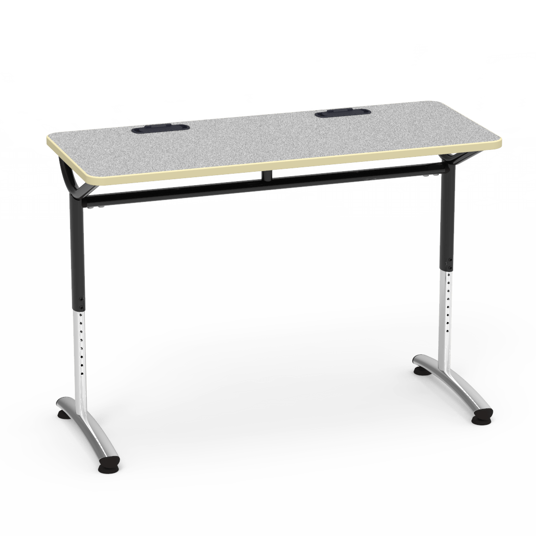 Virco TEXT Series Training Study Computer Desk Table with 2 Grommets 48"W x 20"D x 26"-34"H (TABLE-TE20488YADJGR2)