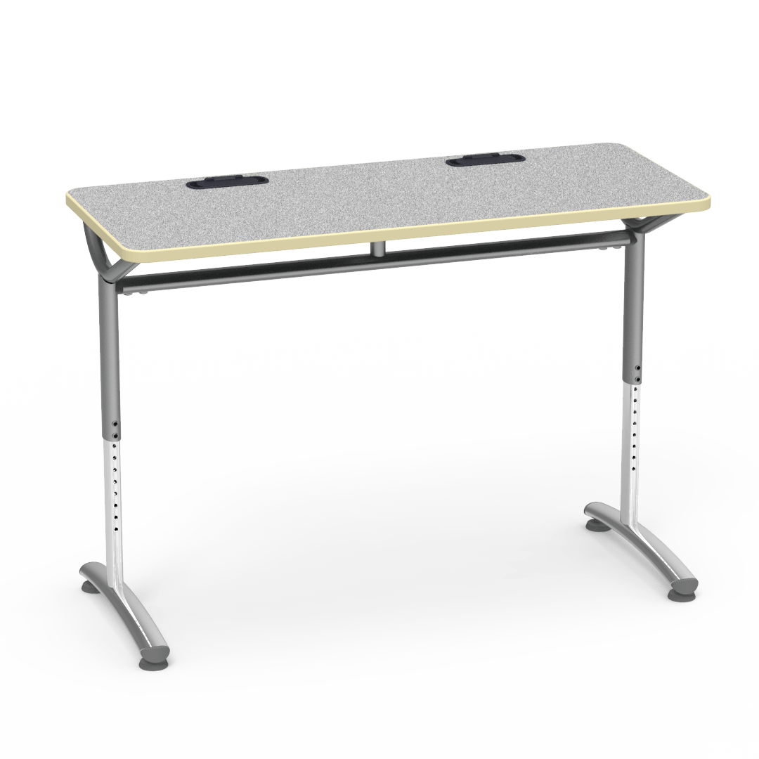 Virco TEXT Series Training Study Computer Desk Table with 2 Grommets 48"W x 20"D x 26"-34"H (TABLE-TE20488YADJGR2)