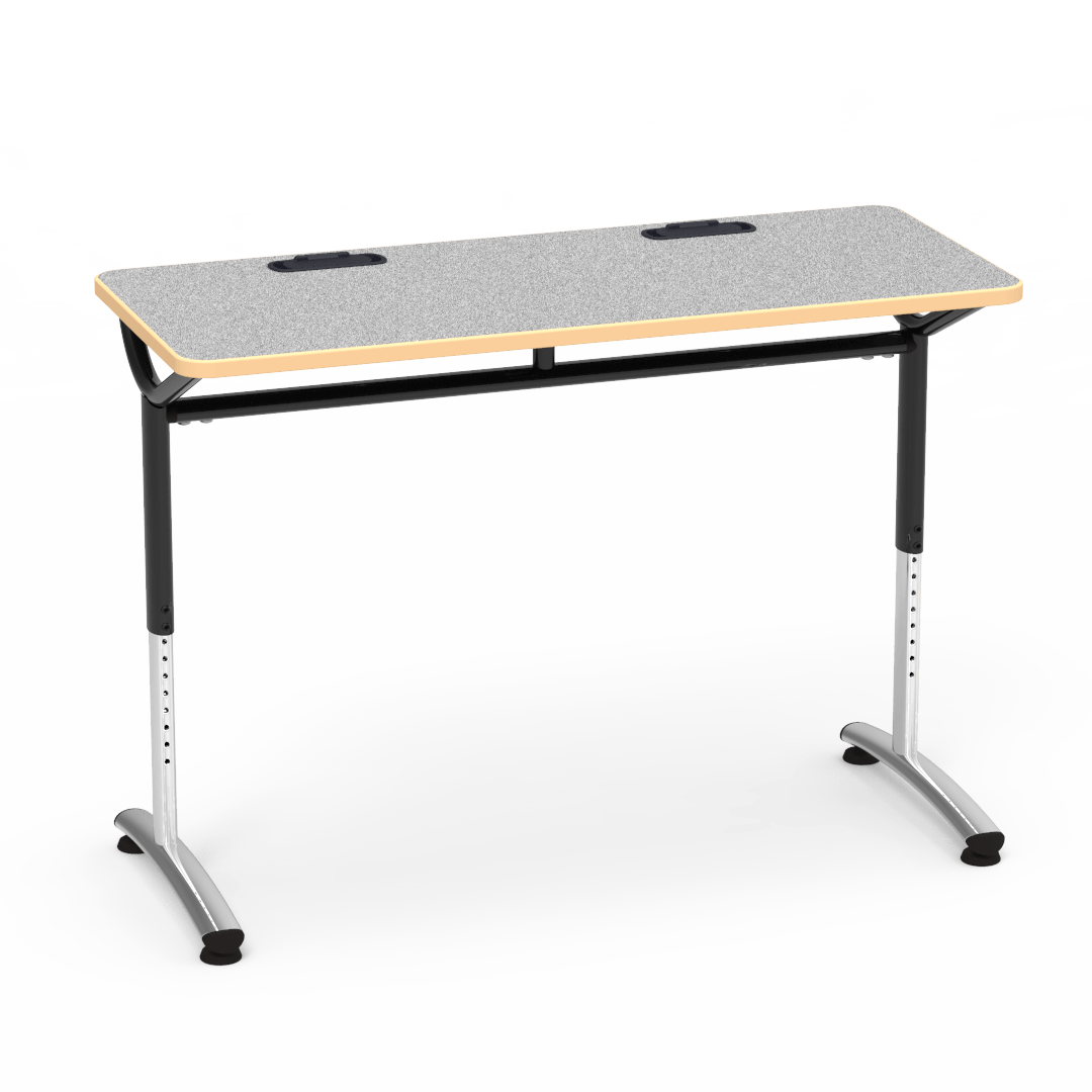 Virco TEXT Series Training Study Computer Desk Table with 2 Grommets 48"W x 20"D x 26"-34"H (TABLE-TE20488YADJGR2)