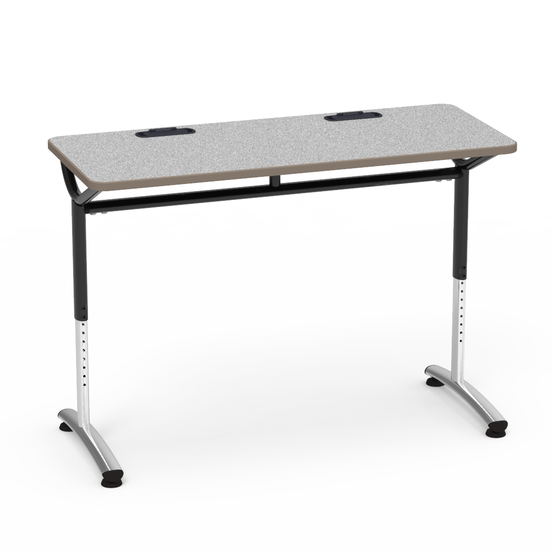 Virco TEXT Series Training Study Computer Desk Table with 2 Grommets 48"W x 20"D x 26"-34"H (TABLE-TE20488YADJGR2)