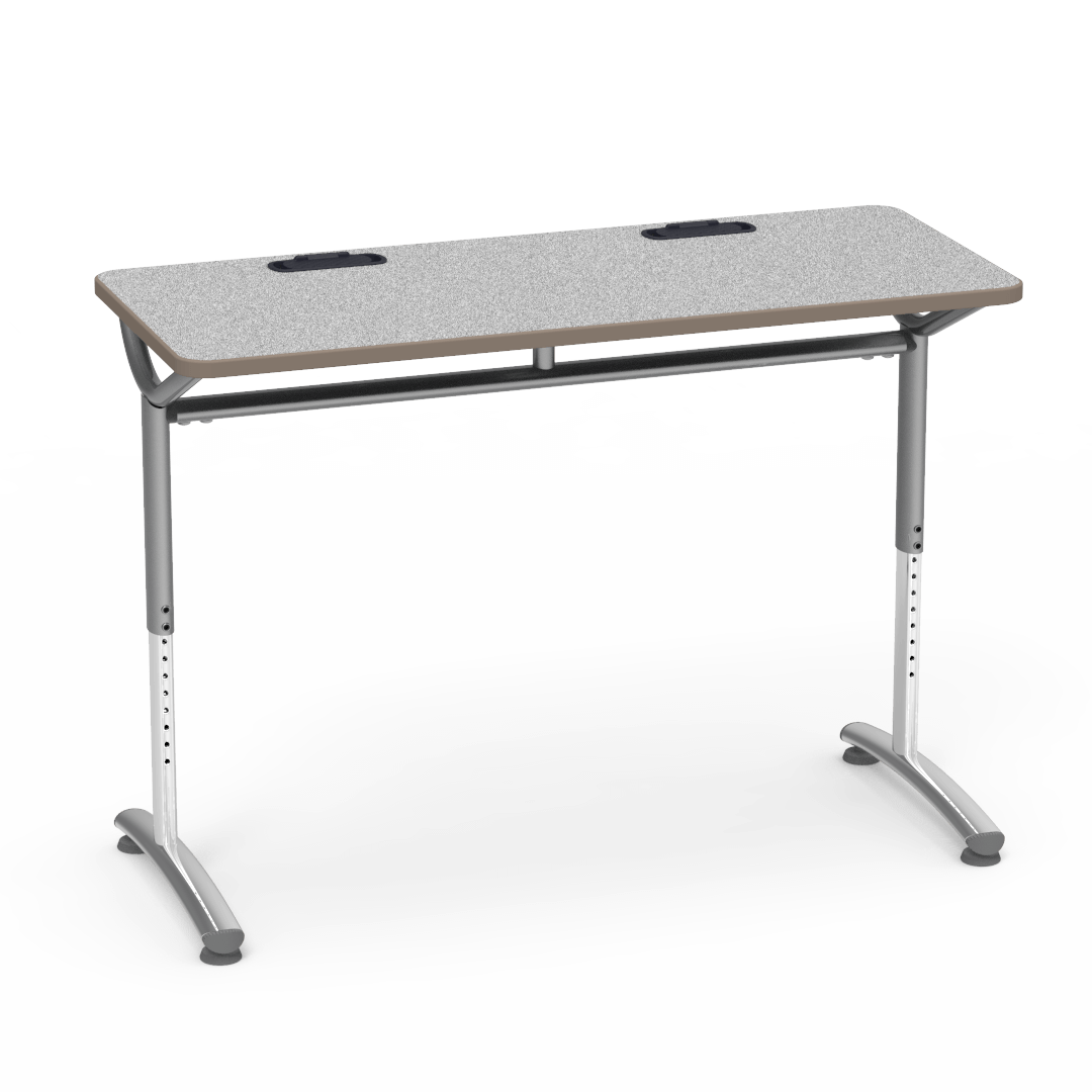 Virco TEXT Series Training Study Computer Desk Table with 2 Grommets 48"W x 20"D x 26"-34"H (TABLE-TE20488YADJGR2)