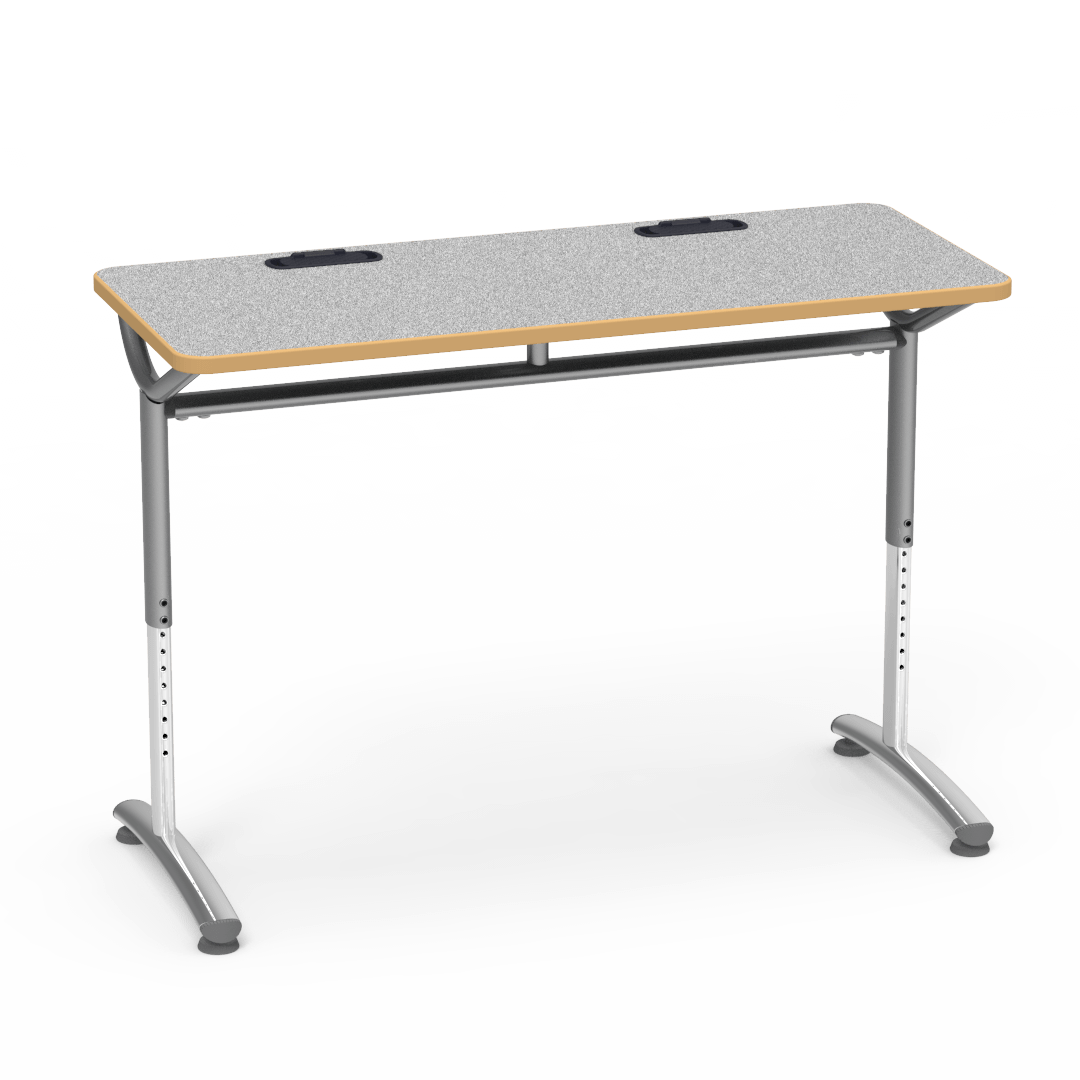Virco TEXT Series Training Study Computer Desk Table with 2 Grommets 48"W x 20"D x 26"-34"H (TABLE-TE20488YADJGR2)