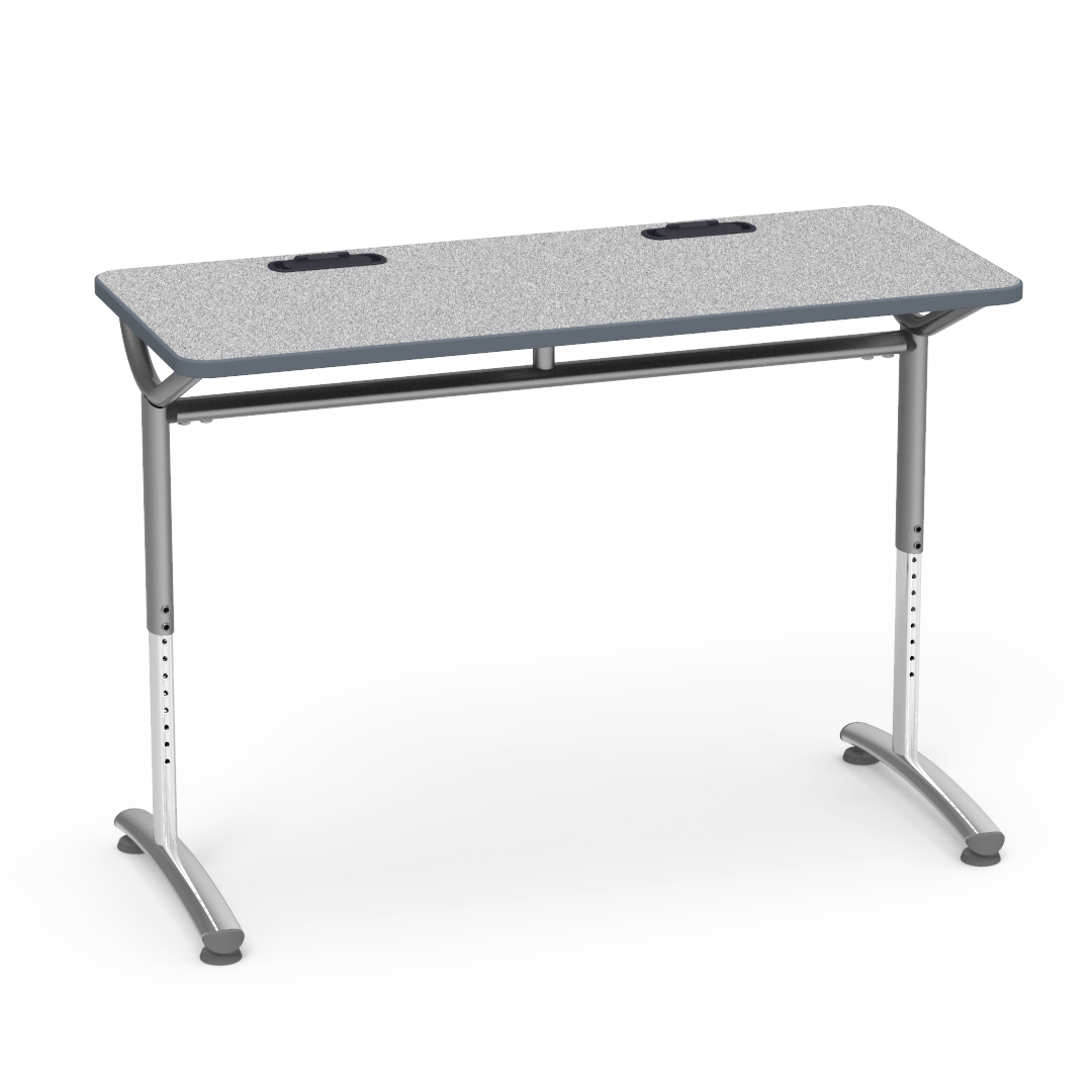 Virco TEXT Series Training Study Computer Desk Table with 2 Grommets 48"W x 20"D x 26"-34"H (TABLE-TE20488YADJGR2)