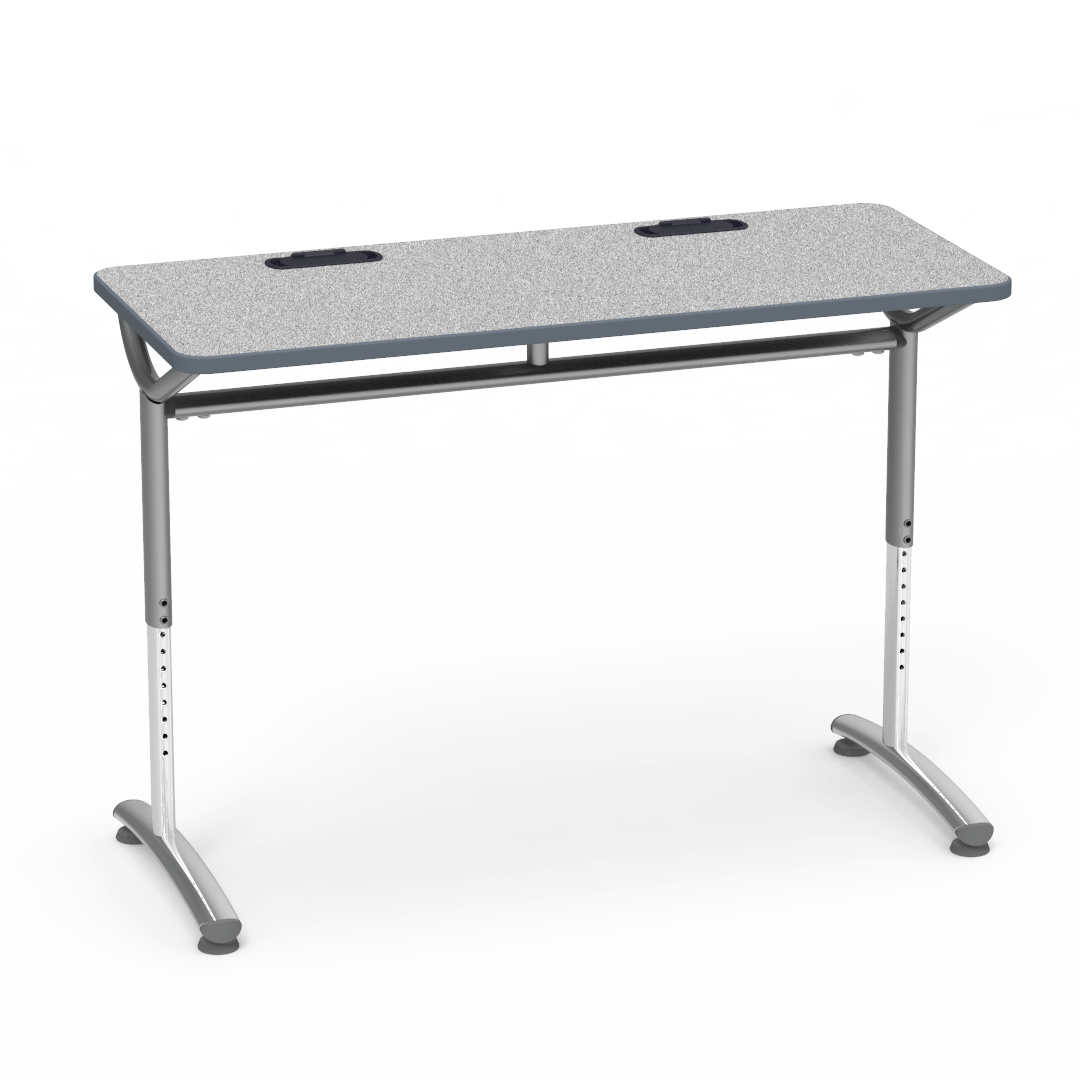 Virco TEXT Series Training Study Computer Desk Table with 2 Grommets 48"W x 20"D x 26"-34"H (TABLE-TE20488YADJGR2)