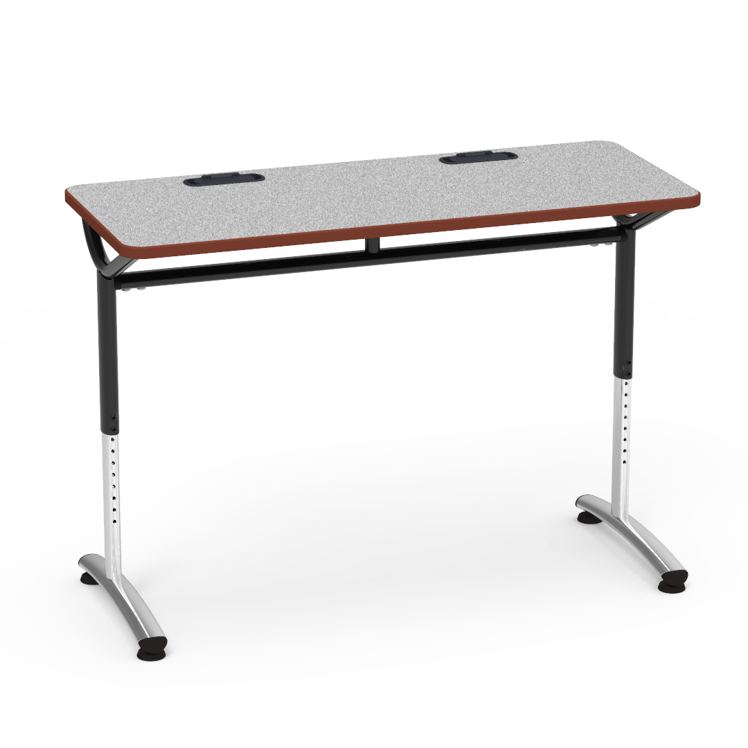 Virco TEXT Series Training Study Computer Desk Table with 2 Grommets 48"W x 20"D x 26"-34"H (TABLE-TE20488YADJGR2)