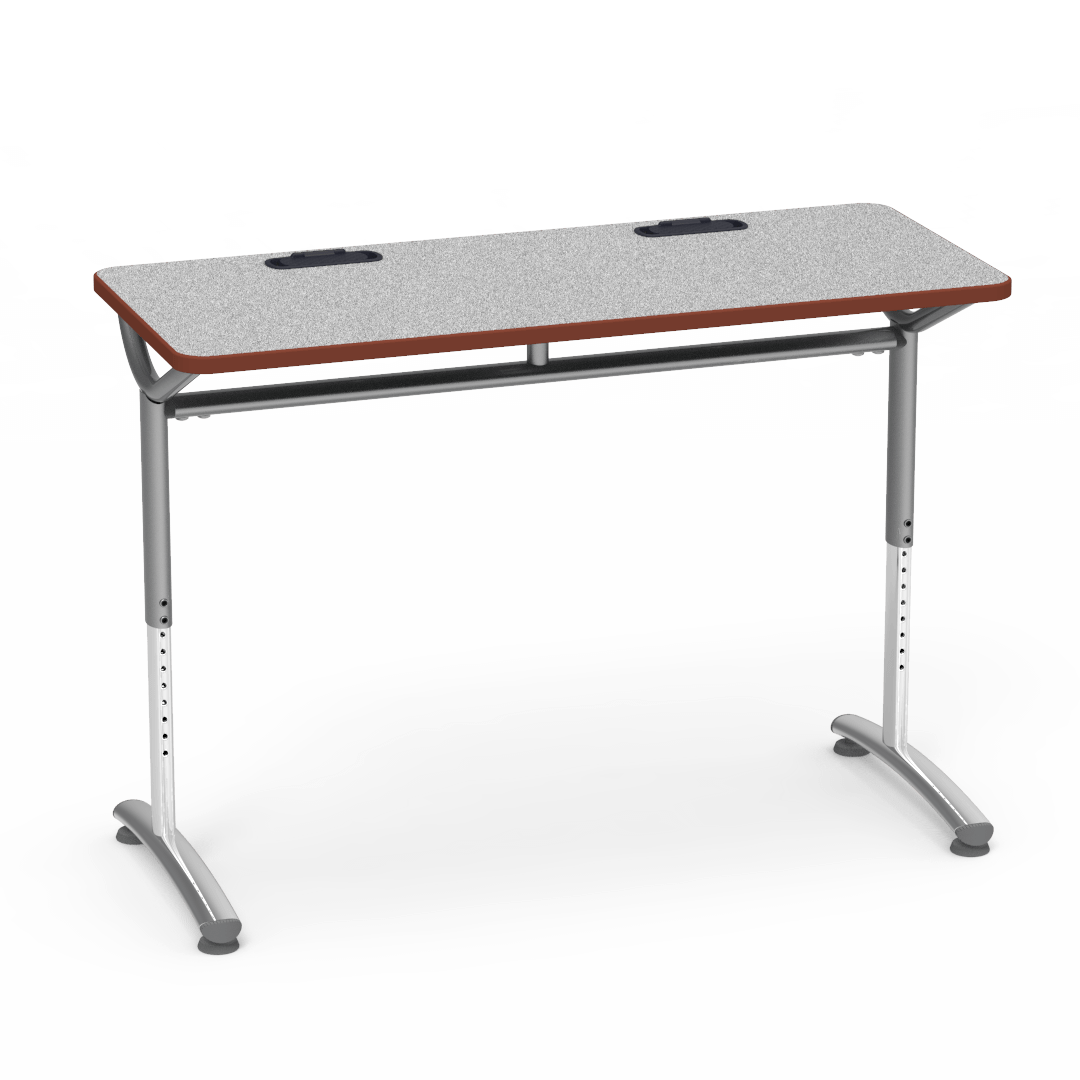 Virco TEXT Series Training Study Computer Desk Table with 2 Grommets 48"W x 20"D x 26"-34"H (TABLE-TE20488YADJGR2)